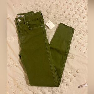 Free People High Rise Jegging S 26 Army Green Skinny Women's Jeans BNWT